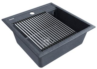 Комплект Paulmark: мойка Stepia 50 и ролл-мат Step PM115051-DG+R375-BS графит/брашированная нержавеющая сталь